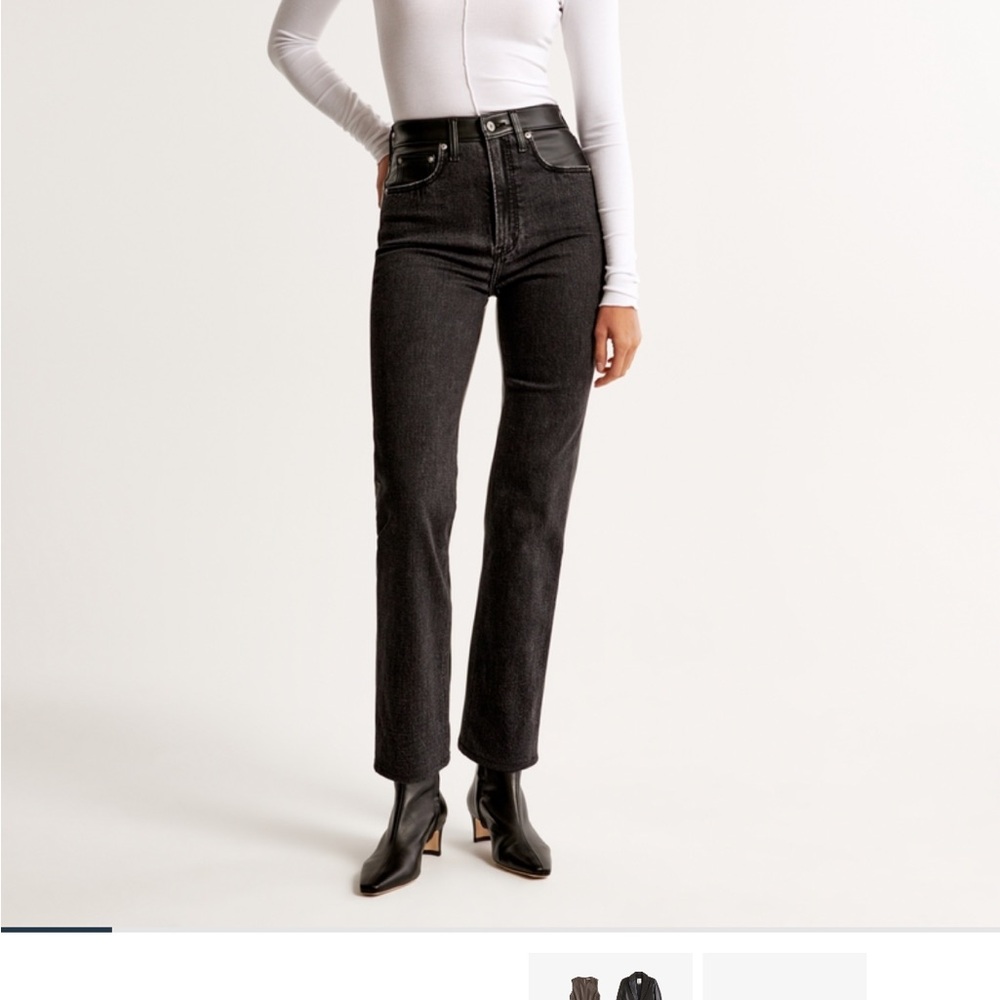 Abercrombie Curve Love Ultra High Rise Ankle Straight Mixed Fabric
